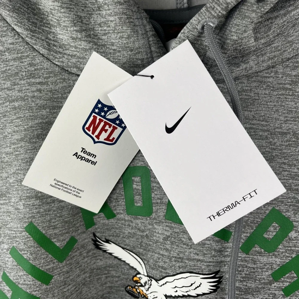 Philadelphia Eagles Nike Hoodie Mens Large Gray NFL‎ Retro Logo Sweatshirt NEW
